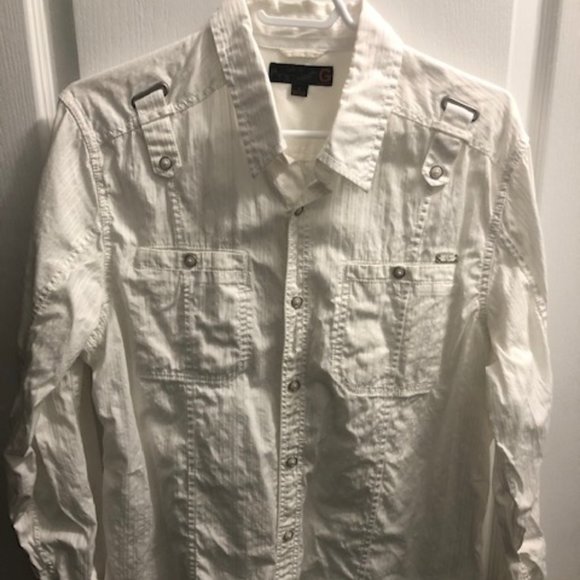 G by Guess white pleated shirt - Picture 1 of 4